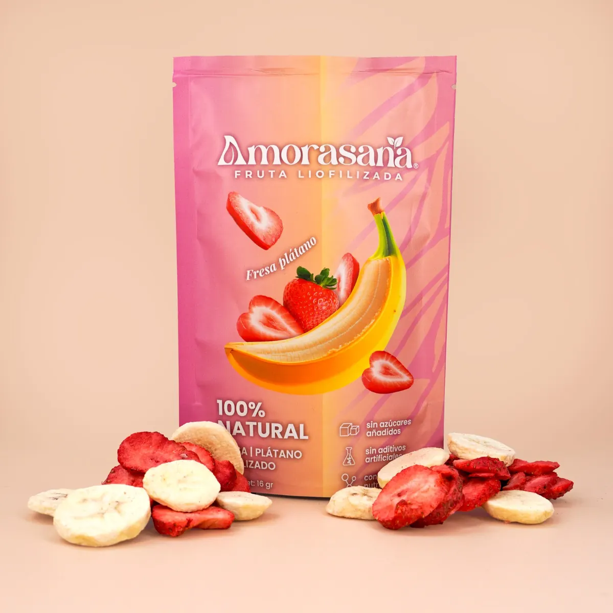 Snack liofilizado de fresa con plátano NutriFreeze CDMX